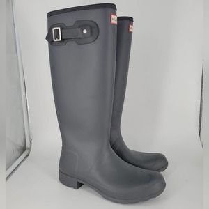 Hunter Original Slate Matte Grey Tour Packable Rain Boots 10